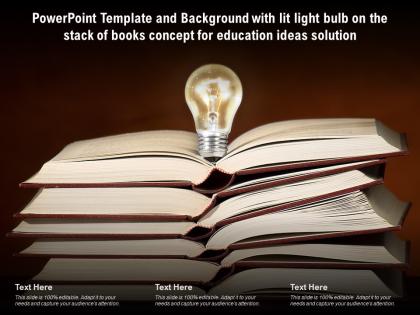 Template with lit light bulb on the stack of books concept for education ideas solution