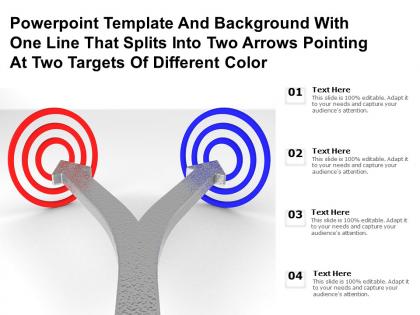 Template with one line that splits into two arrows pointing at two targets of different color