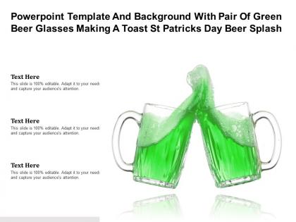 Template with pair of green beer glasses making a toast st patricks day beer splash