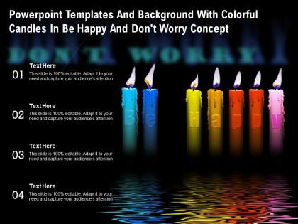 Templates and background with colorful candles in be happy and dont worry concept