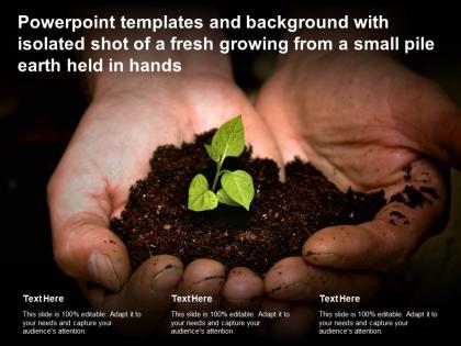 Templates and background with isolated shot of a fresh growing from a small pile earth held in hands