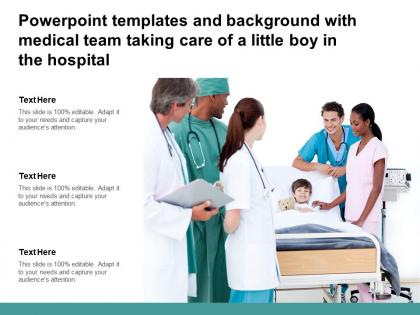 Templates and background with medical team taking care of a little boy in the hospital