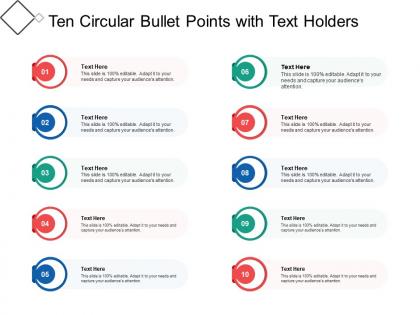 Ten circular bullet points with text holders