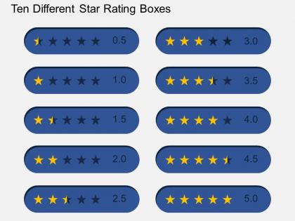 Ten different star rating boxes flat powerpoint design