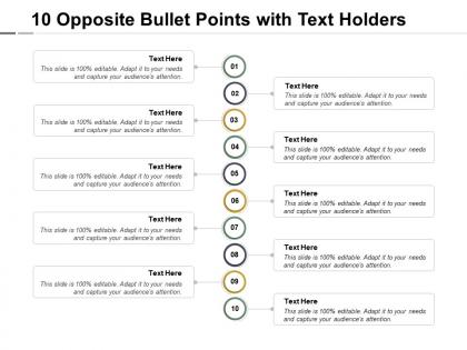 Ten opposite bullet points with text holders