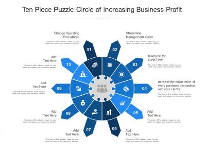 Ten piece puzzle circle of increasing business profit