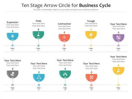 Ten stage arrow circle for business cycle