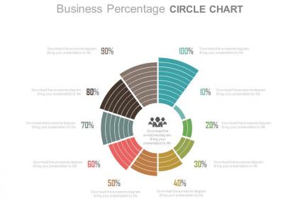 Ten staged business percentage circle chart powerpoint slides