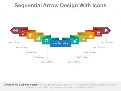 Ten staged sequential arrow design with icons flat powerpoint design