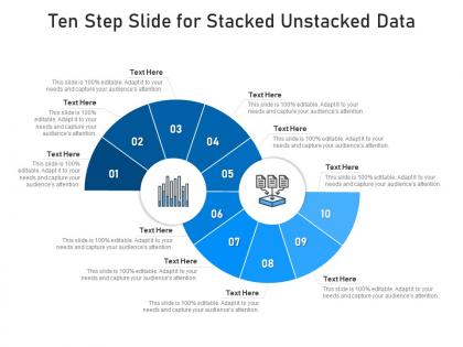 Ten step slide for stacked unstacked data infographic template