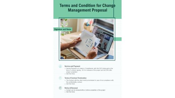 Terms And Condition For Change Management Proposal One Pager Sample Example Document