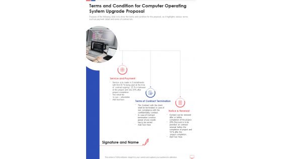 Terms And Condition For Computer Operating System Upgrade One Pager Sample Example Document