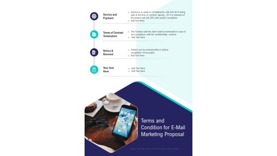 Terms And Condition For E Mail Marketing Proposal One Pager Sample Example Document