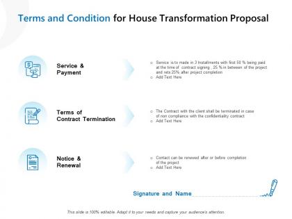Terms and condition for house transformation proposal ppt gallery examples