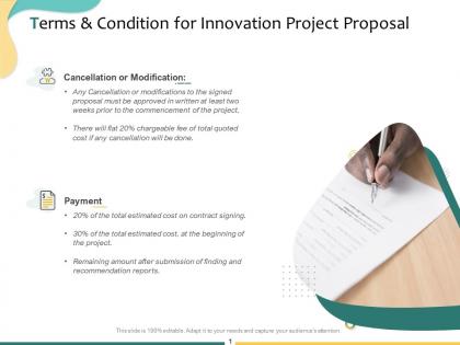 Terms and condition for innovation project proposal ppt powerpoint presentation model
