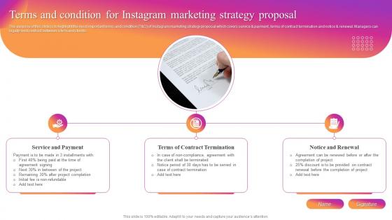 Terms And Condition For Instagram Marketing Strategy Proposal Ppt Icon Slide Download