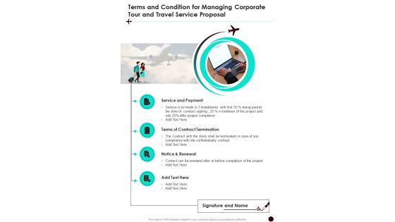 Terms And Condition For Managing Corporate Tour One Pager Sample Example Document