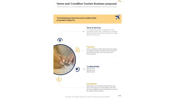 Terms And Condition Tourism Business Proposal One Pager Sample Example Document