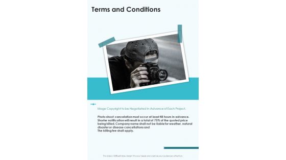 Terms And Conditions Business Event Photography Proposal Template One Pager Sample Example Document