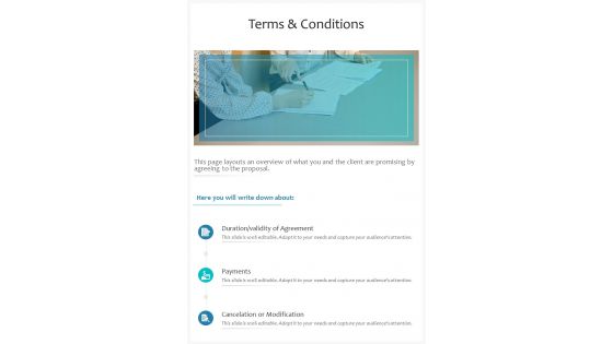Terms And Conditions Business Proposal Template One Pager Sample Example Document
