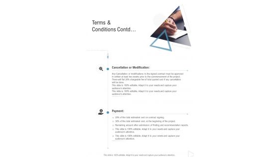 Terms And Conditions Contd Ux Ui Proposal One Pager Sample Example Document