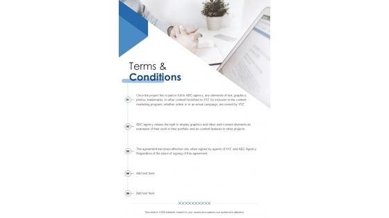 Terms And Conditions Content Marketing Strategy Proposal One Pager Sample Example Document
