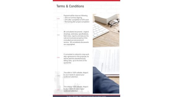 Terms And Conditions Engineering Proposal One Pager Sample Example Document
