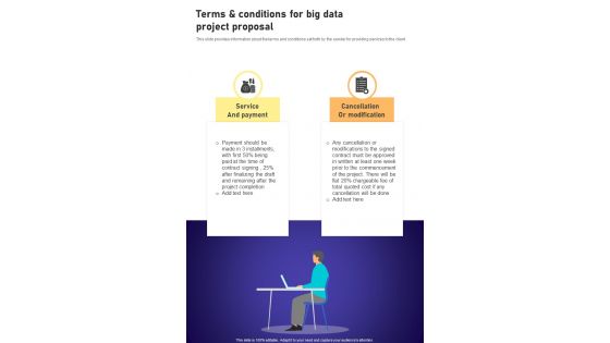 Terms And Conditions For Big Data Project Proposal One Pager Sample Example Document