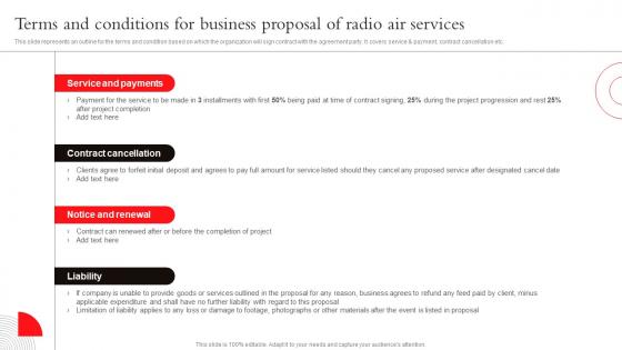 Terms And Conditions For Business Proposal Of Radio Advertising Campaign Proposal