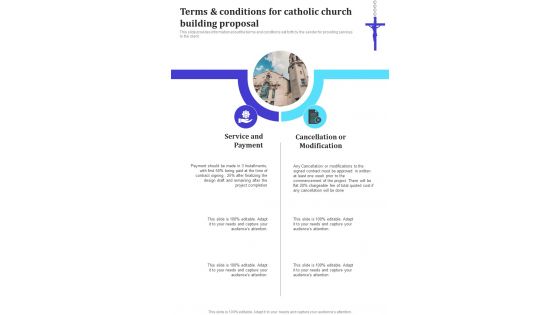 Terms And Conditions For Catholic Church Building Proposal One Pager Sample Example Document