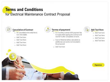 Terms and conditions for electrical maintenance contract proposal ppt example file