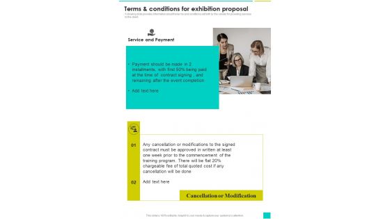 Terms And Conditions For Exhibition Proposal One Pager Sample Example Document