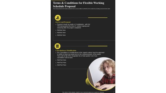 Terms And Conditions For Flexible Working Schedule Proposal One Pager Sample Example Document