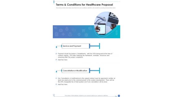 Terms And Conditions For Healthcare Proposal One Pager Sample Example Document