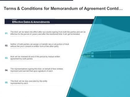 Terms and conditions for memorandum of agreement contd ppt powerpoint presentation infographic