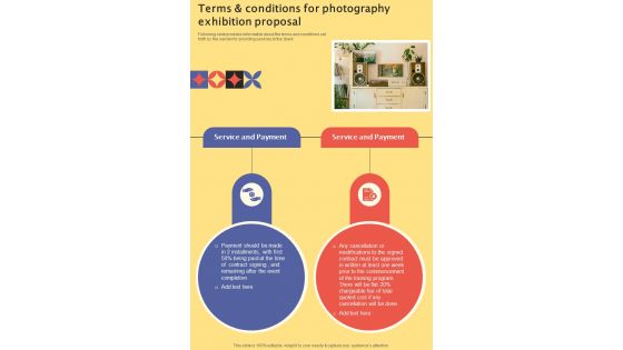 Terms And Conditions For Photography Exhibition Proposal One Pager Sample Example Document