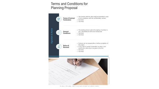 Terms And Conditions For Planning Proposal One Pager Sample Example Document