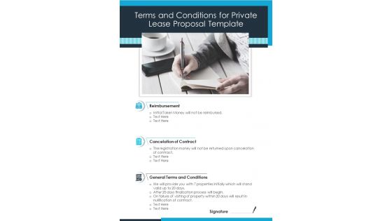 Terms And Conditions For Private Lease Proposal Template One Pager Sample Example Document