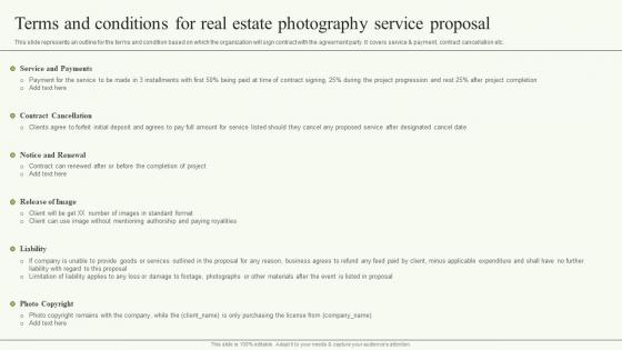 Terms And Conditions For Real Estate Photography Service Proposal Ppt Show Maker