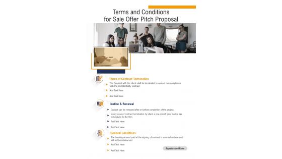 Terms And Conditions For Sale Offer Pitch Proposal One Pager Sample Example Document