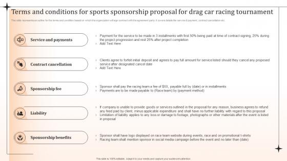 Terms And Conditions For Sports Sponsorship Proposal For Drag Car Racing Tournament Ppt Icons