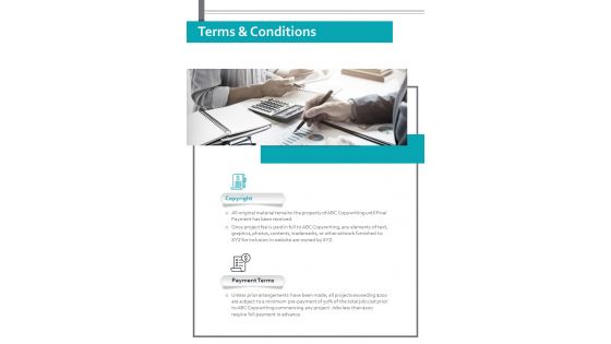 Terms And Conditions Freelance Copywriting Proposal One Pager Sample Example Document