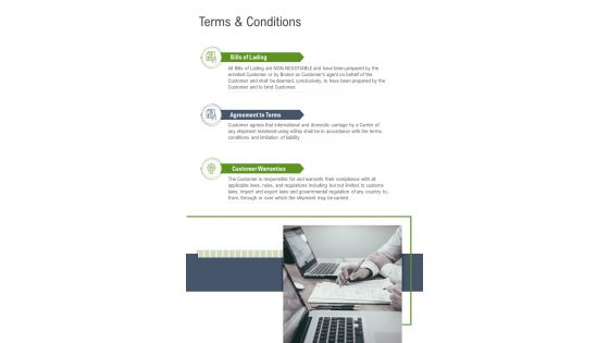 Terms And Conditions Logistics Service Proposal Template One Pager Sample Example Document