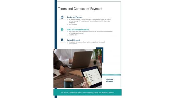 Terms And Contract Of Payment Creative Service Proposal One Pager Sample Example Document