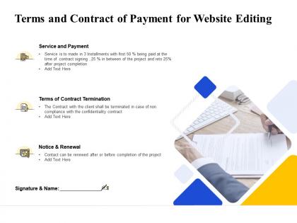 Terms and contract of payment for website editing ppt powerpoint slides pictures