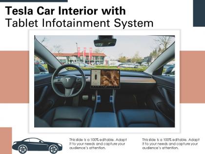 Tesla car interior with tablet infotainment system
