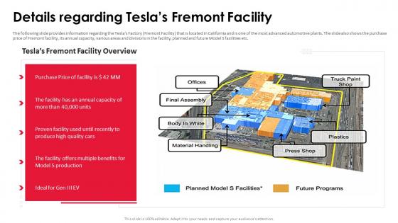 Tesla investor funding elevator pitch deck details regarding teslas fremont facility
