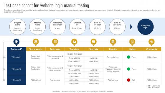 Test Case Report For Website Login Manual Testing