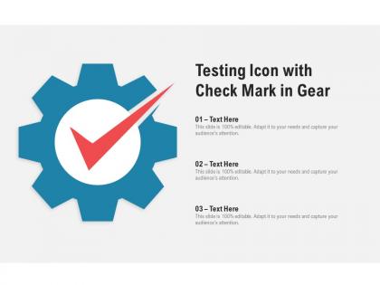 Testing icon with check mark in gear