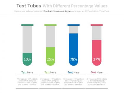 Testtubes with different percentage values powerpoint slides